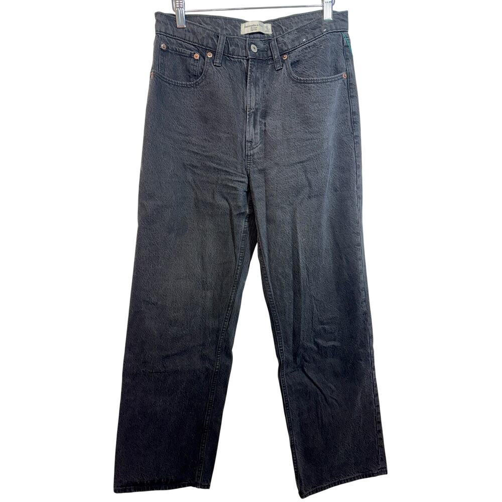 Abercrombie & Fitch The Loose High Rise Straight Leg Jeans Black Women Size 27 4